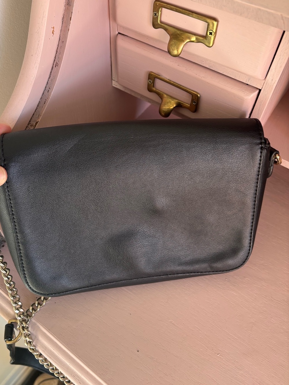 Tory Burch Isabella Clutch- Black Leather Logo Chain Crossbody - Picture 12 of 16